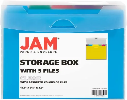 Vista 6 de Caja de almacenamiento JAM PAPER con archivos de colores - 12.5 x 9.5 x 3.5 pulgadas - Caja vendida individualmente y 5 archivos