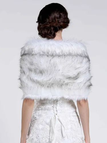 Vista 34 de Aukmla Bufanda de piel de boda para mujer con broche de diamantes de imitación para novia y damas de honor