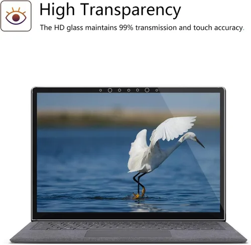 Vista 5 de Megoo Protector de pantalla de vidrio templado para laptop Microsoft Surface de 15 pulgadas, resistente a los arañazos, ultra transparente, suave al