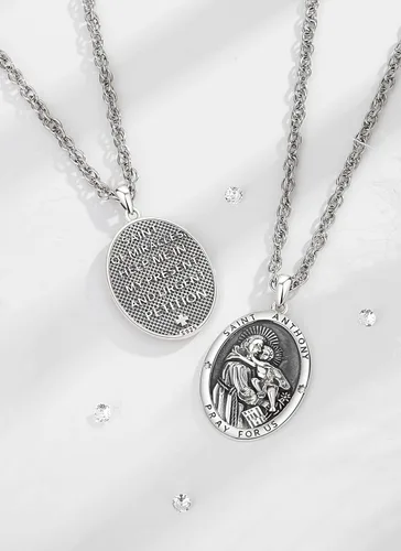 Vista 3 de CELESTIA Medallas de plata de ley 925 San MiguelSan CristóbalSan BenitoSan GabrielVirgen MaríaJesúsCaravacaMetatrónSello de los Siete Arcángeles