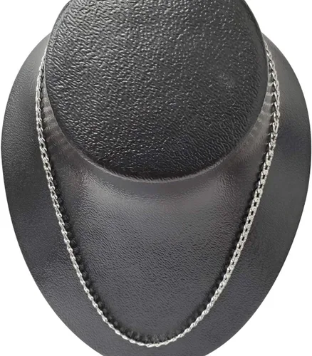 Vista 4 de Mauli Jewels Cadena de eslabones cubanos hecha en Italia de 0.189 in para hombre y mujer, chapada en oro blanco de 18 pies en plata de ley 925, Plata