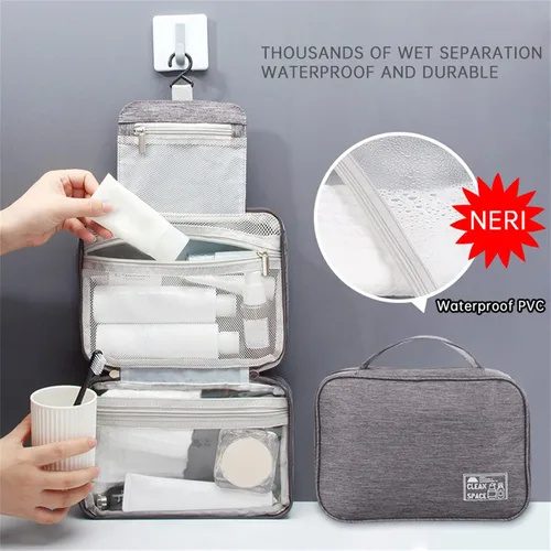 Vista 7 de Juego de neceser para mujer, para accesorios, bolsa de maquillaje, artículos de tocador de agua, contenedor de champú, artículos de aseo