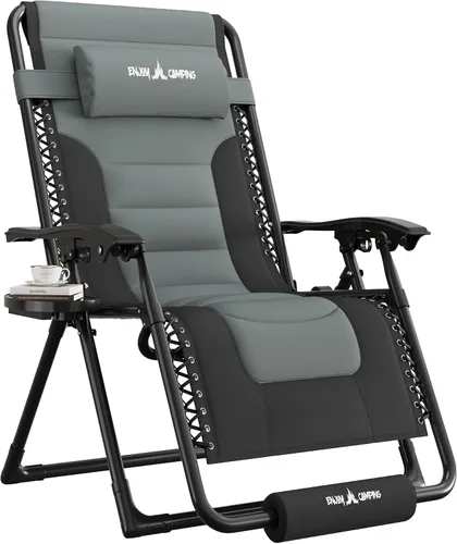 Vista 14 de UDPATIO Silla de gravedad cero de gran tamaño, reclinable acolchado completo para exteriores, asiento reclinable ajustable plegable para patio