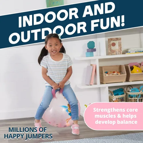 Vista 3 de Flybar - Bola saltarina para niños, pelota inflable con asa para jugar en interiores y exteriores, incluye bomba, juguete de pelota saltarina