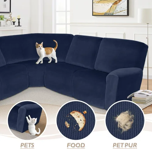 Vista 657 de Arfntevss Fundas de sofá seccional reclinable de terciopelo, Funda de sofá seccional de esquina para sofá reclinable, Funda elástica suave