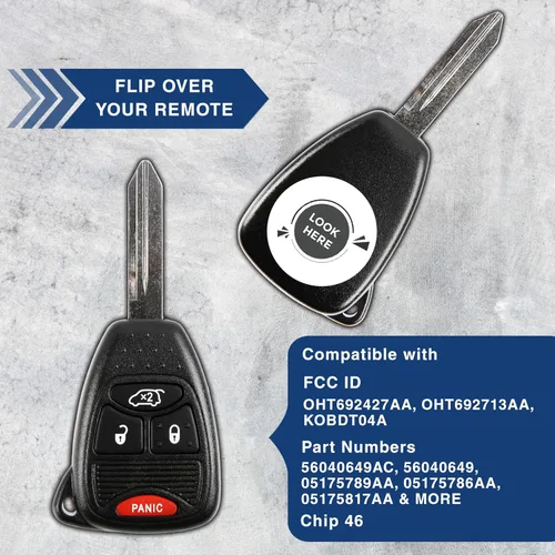 Vista 4 de KeylessOption Llavero para 2004 2005 2006 2007 2008 2009 2010 2011 2012 2013 2014 2015 2016 Chrysler 300 Dodge Durango Ram Jeep Cherokee Remote, 4