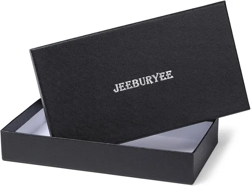 Vista 7 de JEEBURYEE - Cartera de piel auténtica para hombre, diseño de RFID