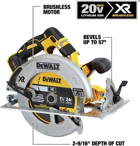 Vista 3 de DEWALT DCS570B sierra circular inalámbrica de 7-1/4 pulgadas, 20 voltios con freno, herramienta sola