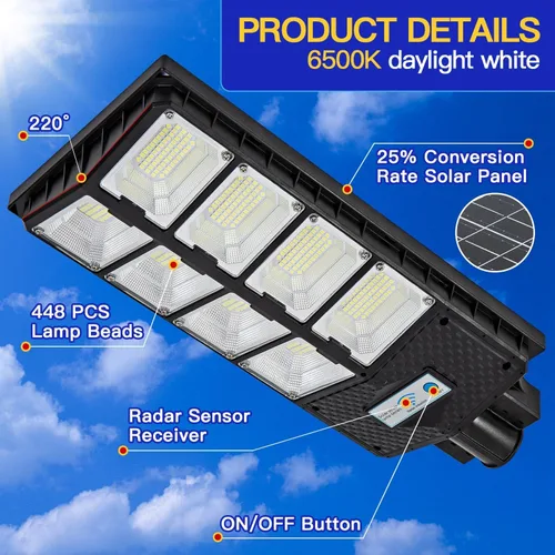 Vista 6 de Luces Solares Impermeables para Exteriores para Patio y Jardín, Iluminación de Seguridad con Sensor de Movimiento de Anochecer a Amanecer, Lámparas