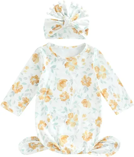 Vista 19 de Camisones florales para bebés recién nacidas niñas con diadema, ropa de dormir, mamelucos, sacos de dormir, conjuntos Navidad y carta