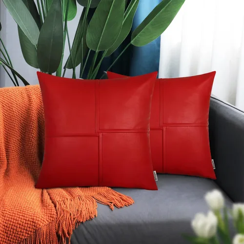 Vista 39 de BRAWARM Fundas de Almohada Decorativas de Cuero Sintético 12 X 20 Pulgadas, Fundas de Almohada Lumbar de Cuero Naranja Paquete de 2, Almohadas