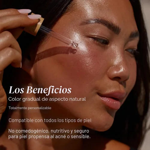 Vista 3 de + Lux Unfiltered N°12 Gotas para broncear la cara - Gotas de bronceado no comedogénicas para la cara con ácido hialurónico, vitamina E y aceite