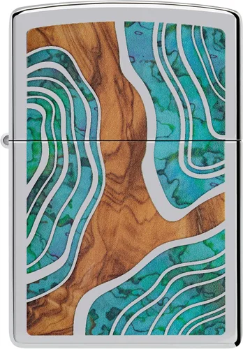 Vista 2 de Zippo Encendedor: madera de fusión y diseño de carcasa - Cromo pulido alto 46118