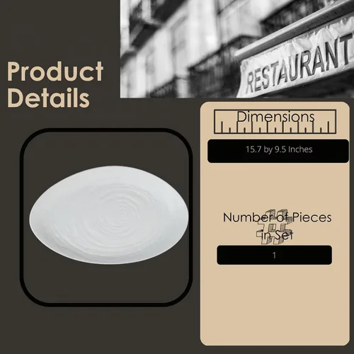 Vista 6 de Steelite Creations - Plato de melamina para servir bufé, uso pesado, irrompible, comercial, grado de restaurante, Scape Oval 15.7 x 9.5, bandeja