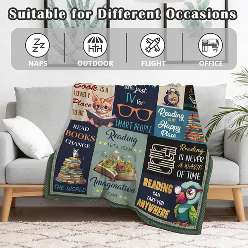 Vista 4 de Regalos para Amantes de los Libros para Mujeres, Regalos de Bibliotecaria para Mujeres, Ideas de Regalos para Club de Lectura, Manta de Lectura