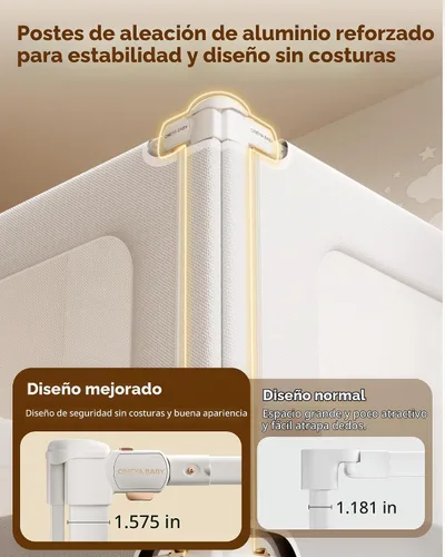 Vista 6 de 2 Barandillas de Cama de Tamaño Completo para Niños Pequeños, Sin Necesidad de Taladro, Protector de Barandilla de Cama para Bebé con Altura