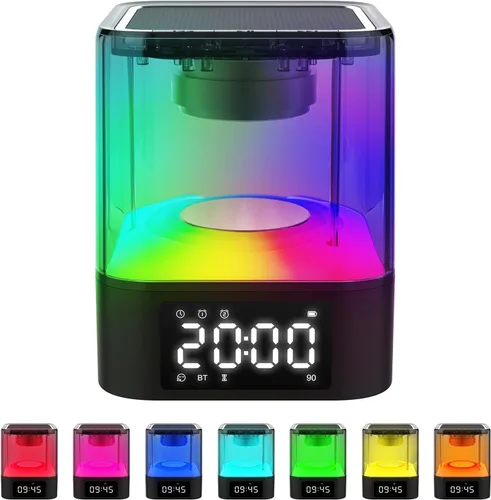 Vista 9 de Luz Nocturna Altavoz Bluetooth, Regalos para Niños de 10 11 12 13 14 15 Años Adolescentes Niñas, Reloj de Alarma Dual Todo en Uno, Lámpara de Noche