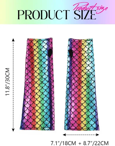 Vista 3 de Guantes sin dedos para escamas de pez, mangas largas metálicas, guantes de satén para cosplay, accesorios de fiesta rave para mujeres y niñas