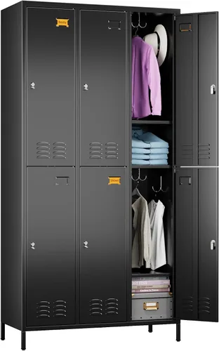 Vista 10 de SUPEER Taquillas metálicas de 9 puertas para empleados con 18 ganchos, taquillas de metal con tarjetero para escuela, garaje, oficina, gimnasio