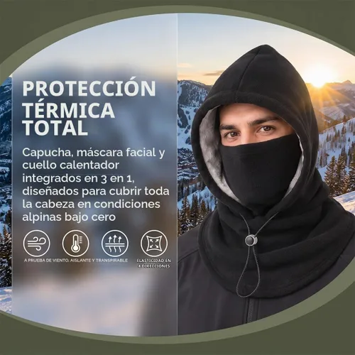 Vista 2 de Sombrero de máscara cálida de franela de una pieza, sombrero grueso de Beige