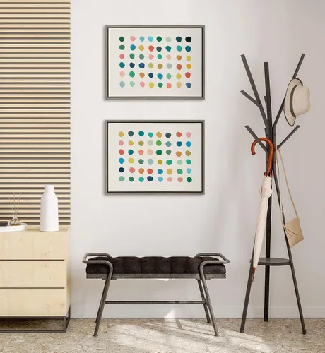Vista 4 de Kate and Laurel Sylvie Meditation 1 y 2 lienzo enmarcado para pared, juego de arte de pared por Kelly Knaga; 2 piezas de 18 x 24 pulgadas, gris