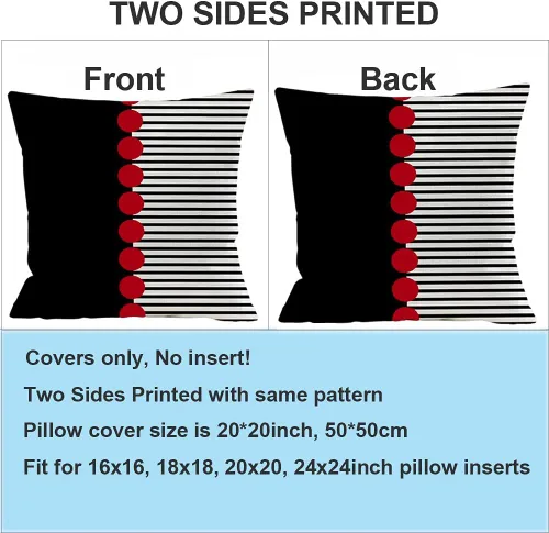 Vista 2 de Fundas de almohada decorativas negras y rojas para sofá, fundas de almohada de sala de estar para sofá, rojo y negro, fundas de cojín geométricas