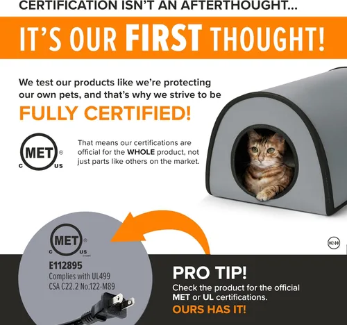 Vista 5 de K&H Manufacturing refugio termo para gatos, Gris
