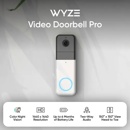 Vista 2 de Wyze Timbre inalámbrico con video Doorbell Pro (timbre incluido), video HD 1440, relación de aspecto 1:1: 1: vista de pies a cabeza, audio