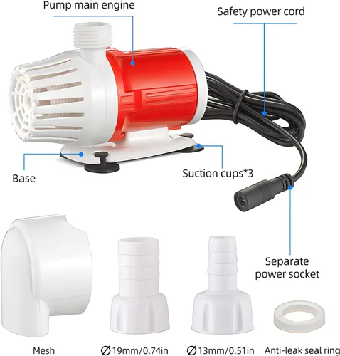 Vista 2 de Bomba de agua para acuario de 24 V CC 25 W, bomba de retorno ultra silenciosa, bomba sumergible, bomba de agua hidropónica solar sin escobillas