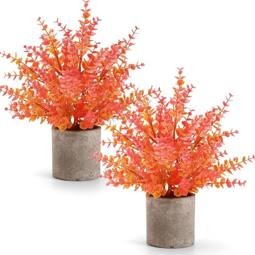 Vista 12 de Coferset 2 Pack Small Fake Plants Eucalyptus Potted,Black Negro-pequeño