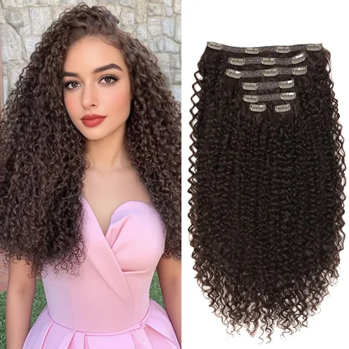 Vista 9 de BHF - Extensión de cabello rizado de 26 pulgadas, con clip de doble trama de 4.94 onzas, fibra japonesa resistente al calor, extensión de cabello