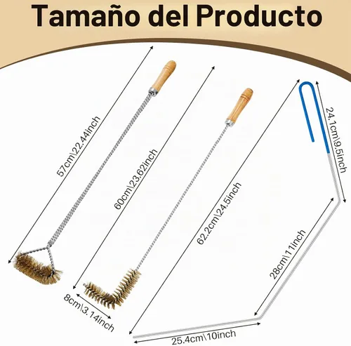 Vista 2 de Nuenen 3 herramientas de limpieza para freidoras que incluyen cepillo de limpieza en forma de L, varilla de limpieza profunda y cepillo de cesta