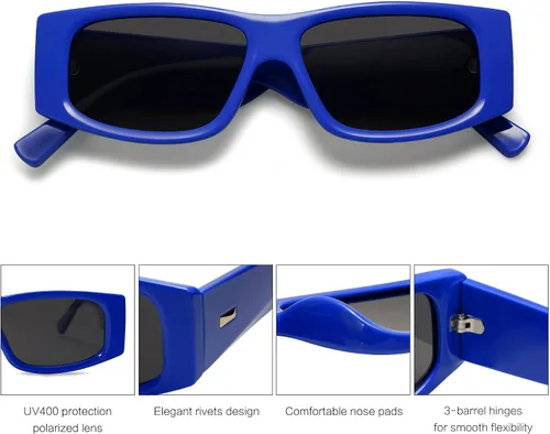 Vista 36 de SOJOS Gafas de sol polarizadas rectangulares Y2K de moda para mujeres y hombres, gafas de sol rave de diseñador de moda SJ2228