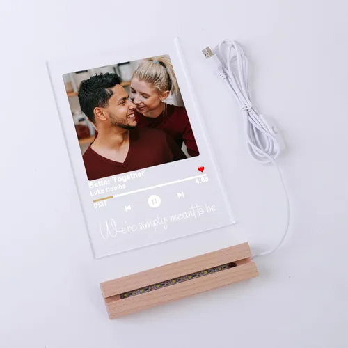 Vista 7 de Placa de música personalizada, cubierta de álbum de canción personalizada, marco de fotos personalizado, arte de vidrio, regalo de fotos, regalo