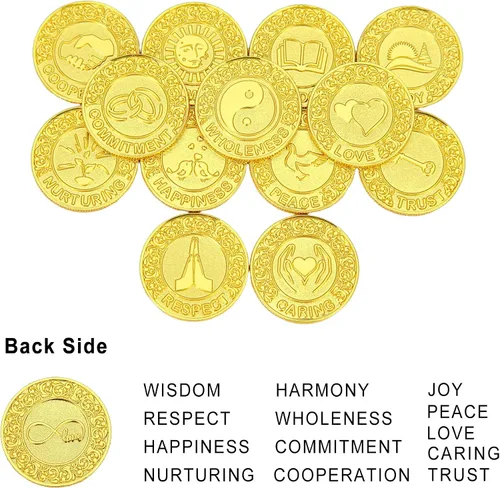 Vista 4 de TINGKU Juego de monedas de oro para boda Arras de Boda, accesorios para ceremonia de boda, moneda Arrhae con caja de colección de libros - Inglés