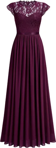 Vista 3 de Miusol - Maxi vestido floral con encaje para fiesta de noche y uso formal para mujer