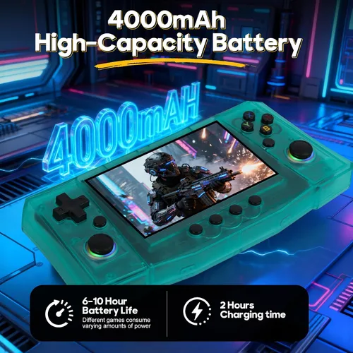 Vista 5 de Nueva consola de juegos de mano retro R50 2025, 50000 juegos precargados, almacenamiento expandible de 256 GB, pantalla IPS HD de 4.5 pulgadas