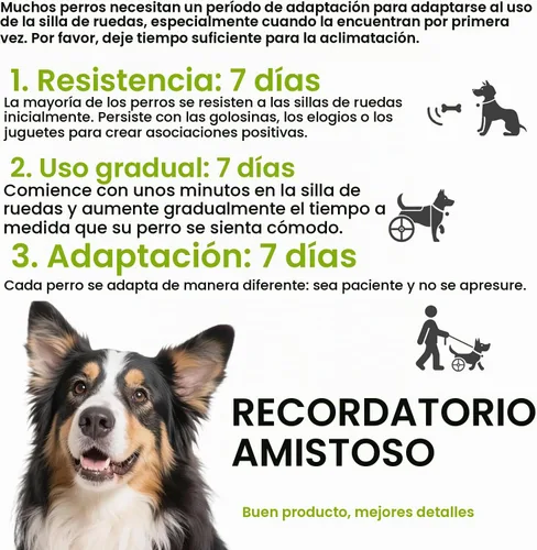 Vista 8 de Silla de ruedas ajustable para patas traseras, para perros de todas las razas, incluye chaleco de alta visibilidad, correa y elevación