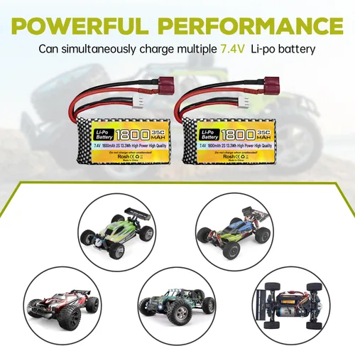 Vista 2 de sea jump 2PCS 7.4V 35C 1800mah batería de litio para WLTYOS K929-B A959-B 12401 12402 12403 12404 12423 12428 144001 1/18 1/14 1/12 RC juguete