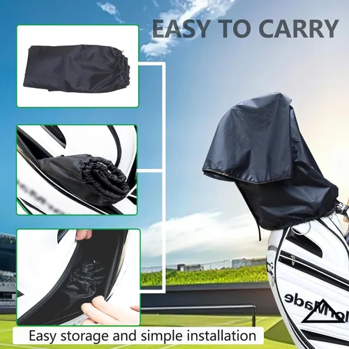Vista 5 de Bolsa de golf mejorada con capucha impermeable para bolsa de golf, cubierta de lluvia para bolsas de club de golf, se adapta a casi todas las bolsas
