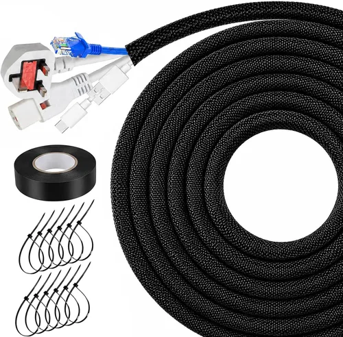 Vista 8 de Funda de organización de cables divididos de 10 pies, protector de cable de telar de alambre para cables de arnés automotriz de alta temperatura