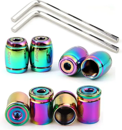 Vista 14 de Dsycar Paquete de 8 tapas de vástago de válvula de neumático de bloqueo con sello de goma, tapas de vástago de válvula de aluminio antirrobo