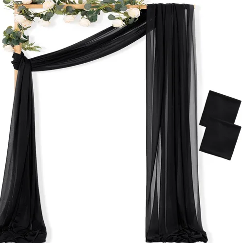 Vista 13 de MLMC 1 panel de tela para arco de boda azul bebé, 29 x 20 pies, cortinas de gasa extralargas transparentes de 6.6 yardas, paneles de cortinas