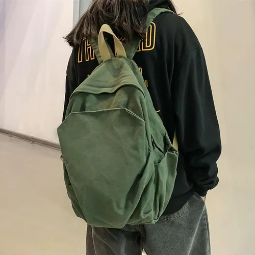 Vista 7 de CBDAO Bolsa de lona para mujer, mochila de ocio de gran capacidad para hombres y mujeres, mochila de viaje para hombres y mujeres, Verde, Mochilas