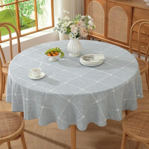 Vista 11 de TruDelve Cotton Square Tablecloths 52x52 Inch Card Table Tablecloth Blue Fabric Farmhouse Tablecloth(Blue,52"x52",Square)