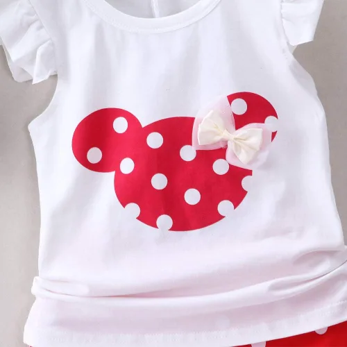 Vista 5 de MH-Lucky Conjunto de ropa para bebé niña de 2 piezas con camiseta + pantalones cortos