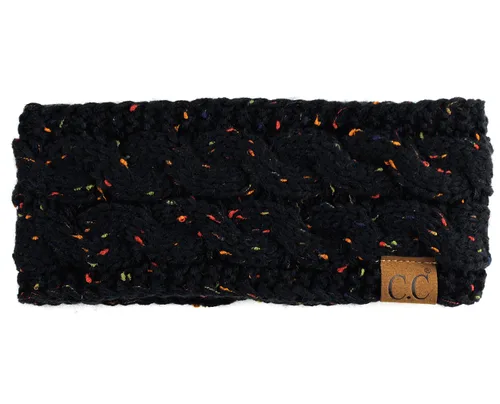 Vista 4 de CC - Diadema elástica con suave punto de cable para invierno con forro para el pelo para calentar las orejas talla única negro Confetti Black