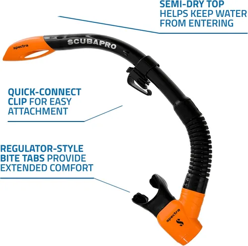 Vista 4 de SCUBAPRO Spectra Snorkel, Negro/Naranja