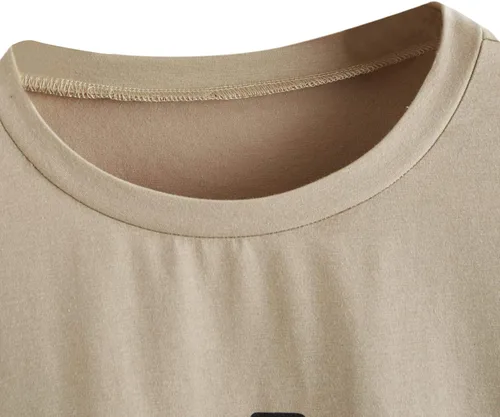 Vista 3 de SheIn Camiseta larga con diseño de letras grandes y hombros caídos para mujer