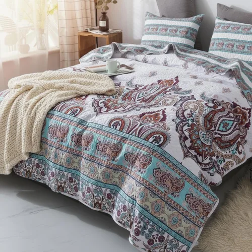 Vista 6 de DaDa Bedding Juego de edredón bohemio de cachemira, colcha California King